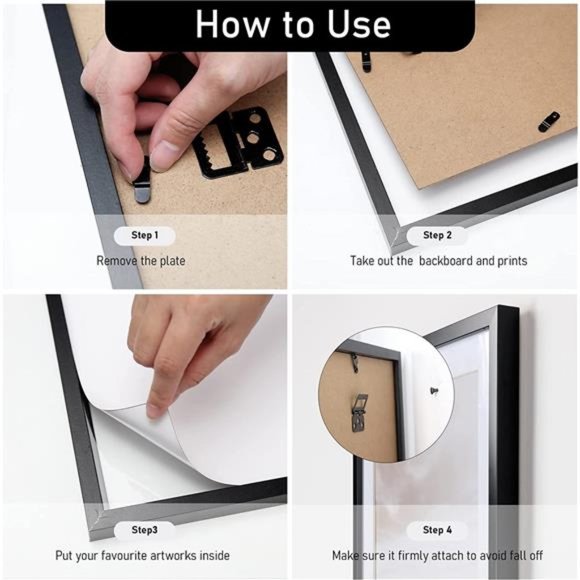 10x10 Inch 4 Panels Botanical Framed Walnut Wood Picture Frame Collage Set - Picture 4 of 6